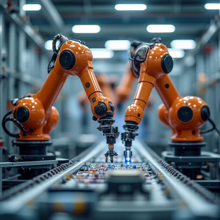 Manufacturing robots optimizing production line